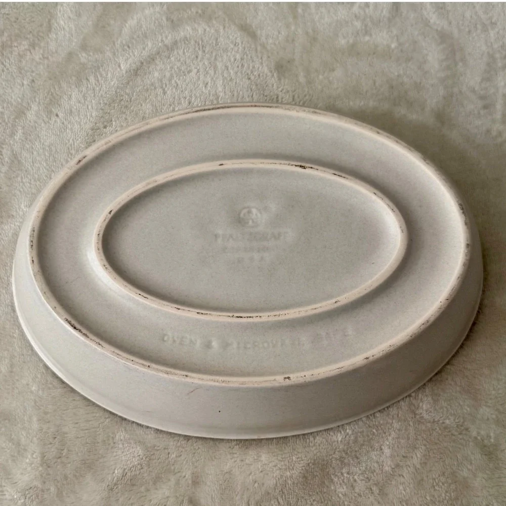 Pfaltzgraff Serving Bowl Blue Floral Stoneware Oval Farmhouse Cottage Vintage